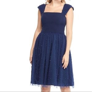 Gal Meets Glam Delores Navy Pearl Tulle Formal Dress Size 2